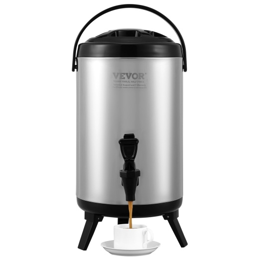 Vevor Stainless Steel Insulated Beverage Dispenser, 2 Gallon 7.6 Liter Thermal Hot And Cold Drink Server
