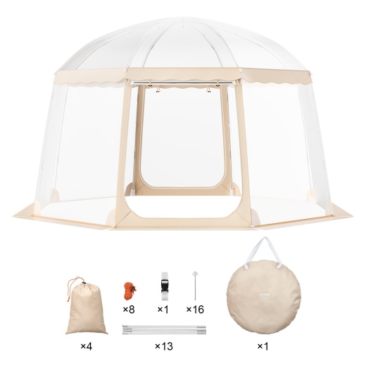 Vevor Sports Tent Instant Pop-Up Tent Shelter Weather Proof 8-10 People Clear