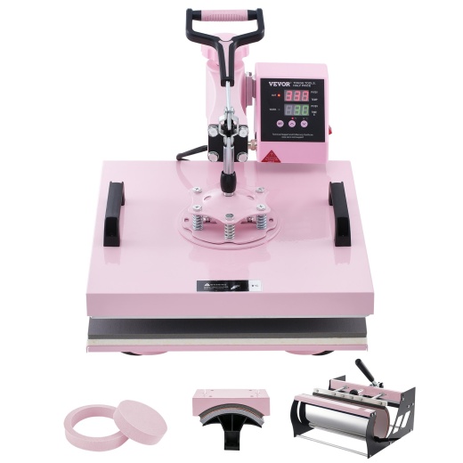 Vevor Heat Press Machine 15X15 In 5 In 1 With 30Oz Tumbler Press T-Shirts Pink