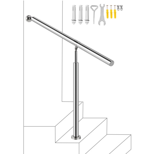 Vevor Step Handrail - Stainless Steel Stair Railing for 1-2 Steps