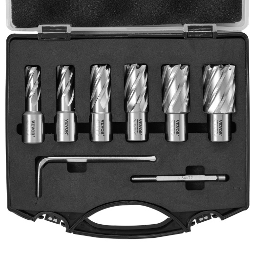 Vevor Annular Cutter Set, 6 Pcs Weldon Shank Mag Drill Bits