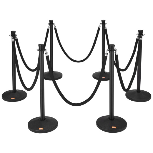 Vevor Stanchion Post with Velvet Rope, 6-Pack Crowd Control Stanchion