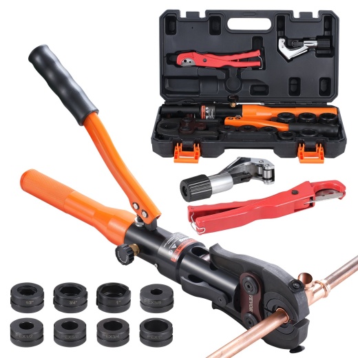 Vevor Copper Tube Fittings Crimping Tool With 8 Jaws Pipe Cutter 360° Rotatable