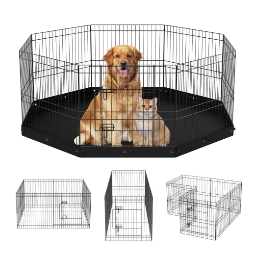 Vevor Dog Playpen - 8 Panels Foldable Metal Dog Exercise Pen