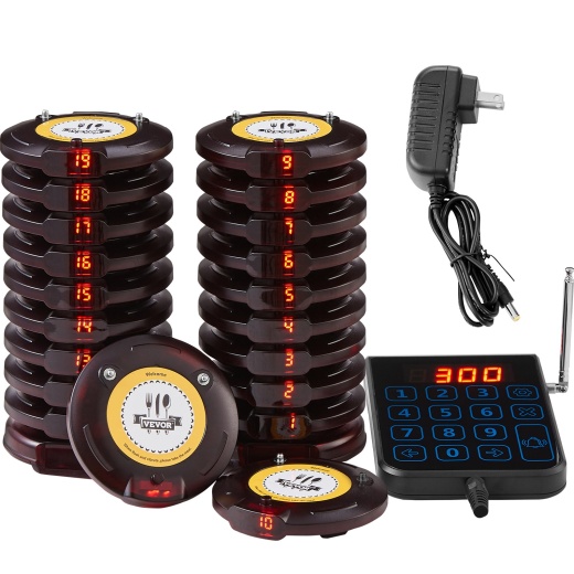 Vevor Restaurant Pager System - Wireless 500M Long Range Lineup Waiting Queue Signal