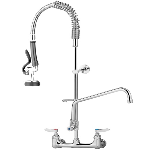 Vevor Commercial Faucet with Pre-Rinse Sprayer - Lead-Free Brass for Industrial Restaurants and Kitchens