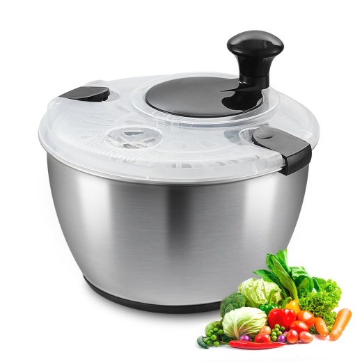 Vevor Stainless Steel Salad Spinner, 4.75Qt, One-Handed Easy Press Large Vegetable Dryer Washer