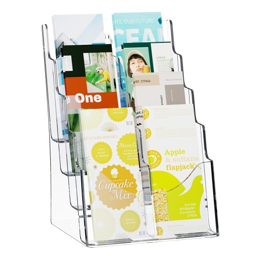 Vevor Acrylic Brochure Holder 8.5 X 11 Inch, 4-Tier Clear Acrylic Literature Display Stand
