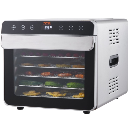 Vevor Food Dehydrator Machine - 6 Stainless Steel Trays, 700W Electric Food Dryer with Digital Adjustable Timer & Temperature