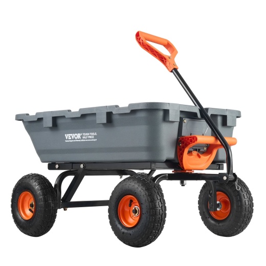 Vevor Dump Cart - Poly Garden Cart with Easy to Assemble Steel Frame