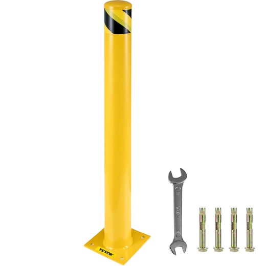 Vevor Safety Bollard - 36" Yellow Powder Coat Steel Barrier