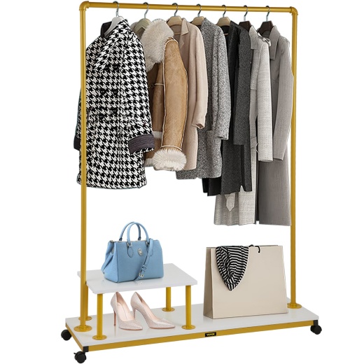Vevor Clothing Garment Rack - Heavy-Duty Clothes Rack W/Bottom Shelf & Side Shelf