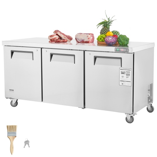 Vevor 72" Commercial Refrigerator Sandwich & Salad Prep Table 20 Cu. Ft Fridge