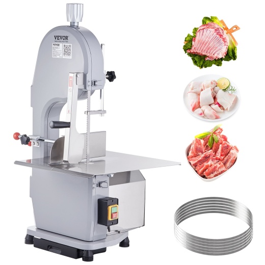 Vevor Commercial Electric Meat Bandsaw - 1100W Stainless Steel Countertop Bone Sawing Machine