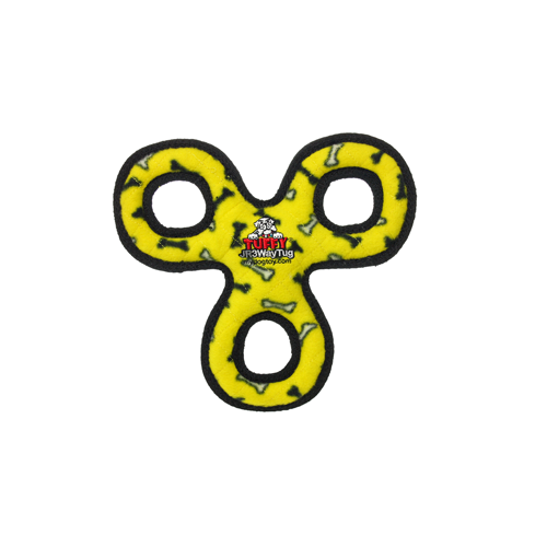 Tuffy Jr 3Way Tug Yellow Bone - Durable Dog Toy for Small Breeds