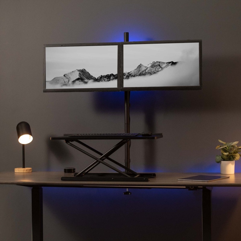 Dual Monitor Extra Tall Desk Mountcolor: Black