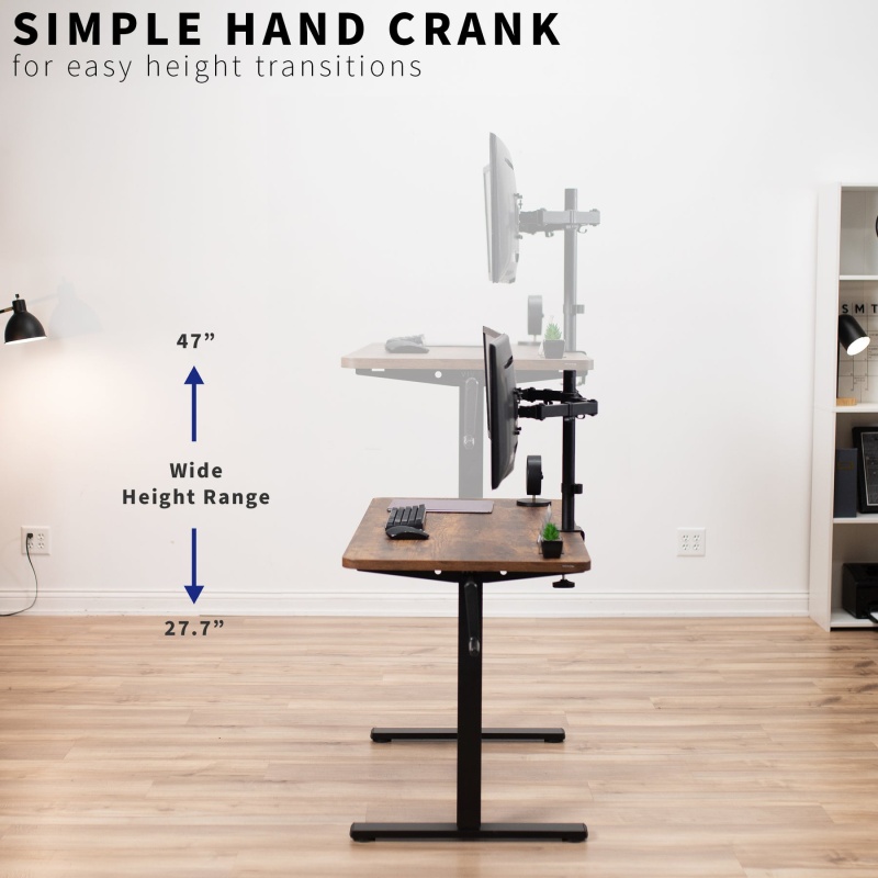 Compact Crank Height Adjustable Desk Frame