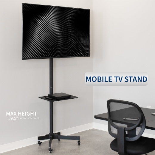 Black TV Cart for 13" to 60" Screens - VIVO STAND-TV04M