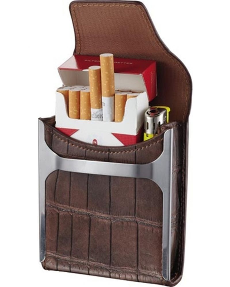 Visol Worthington Brown Leather Cigarette Pack Holder