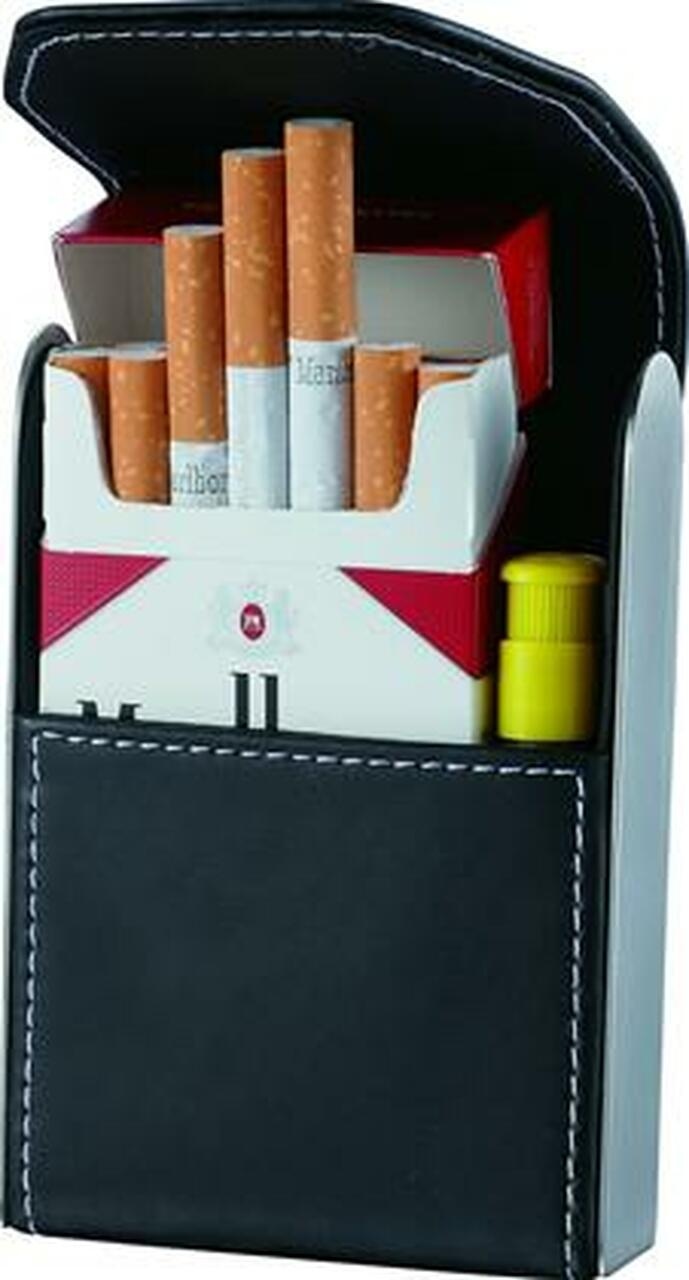 Visol Bolivia Black Leather Cigarette Pack Holder