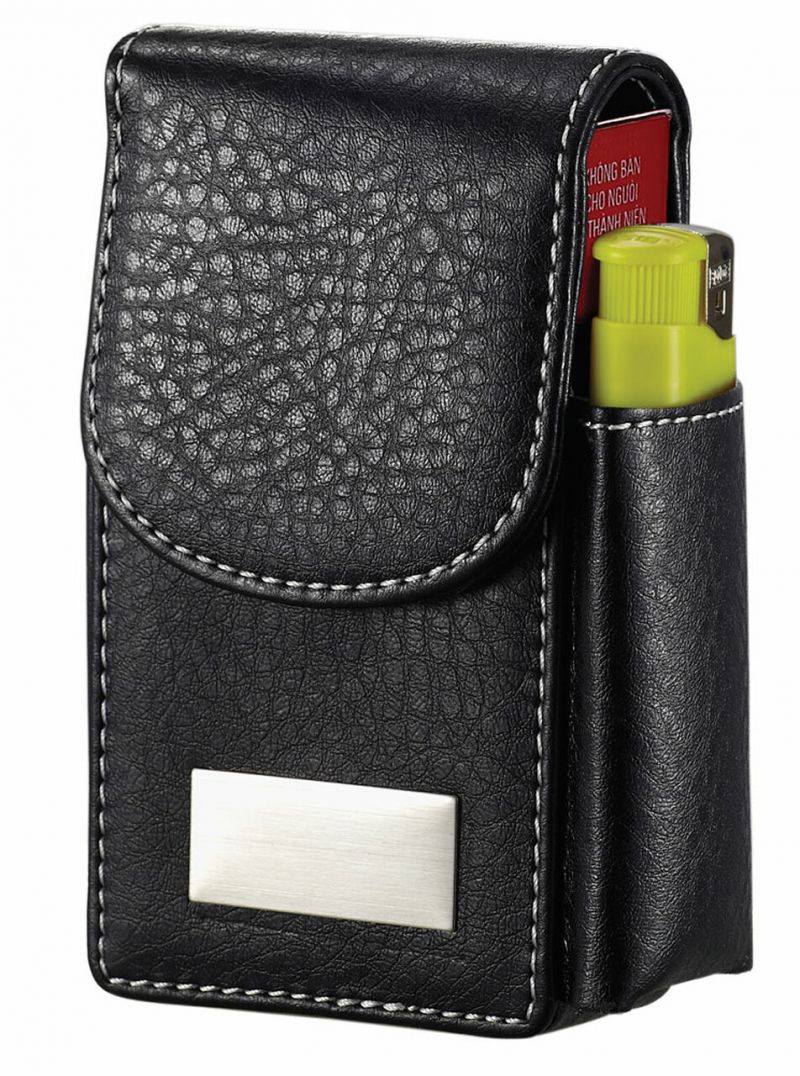Visol Crow Black Leatherette 100'S Size Cigarette Case