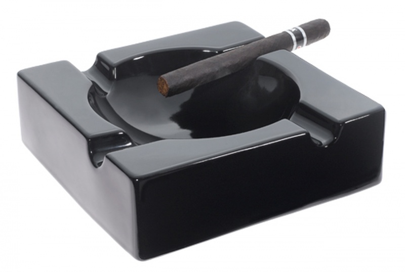 Visol Donovan Black Ceramic Cigar Ashtray For Patio Use