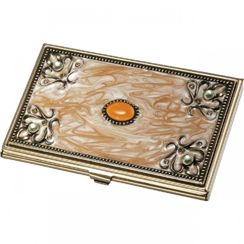 Gia Golden Marble And Brass Business Card Case