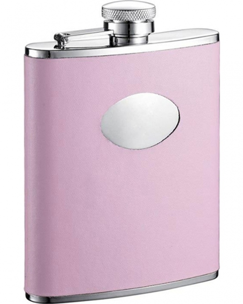 Visol Daydream Pink Leather Stainless Steel 6Oz Hip Flask