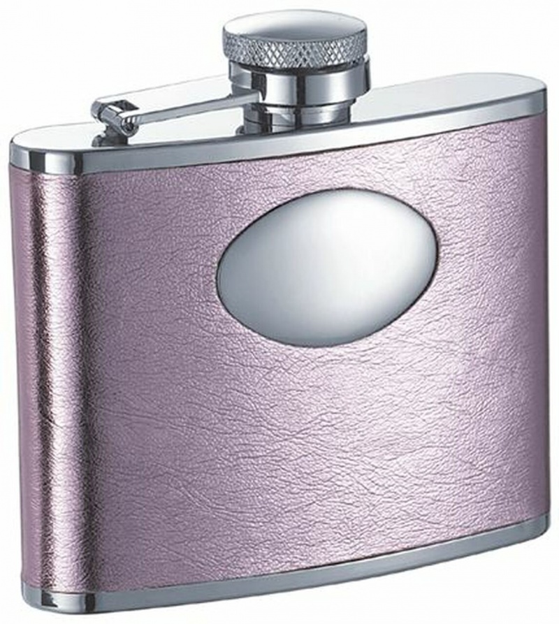 Visol Sweetheart Soft Pink Leatherette Stainless Steel 4Oz Hip Flask