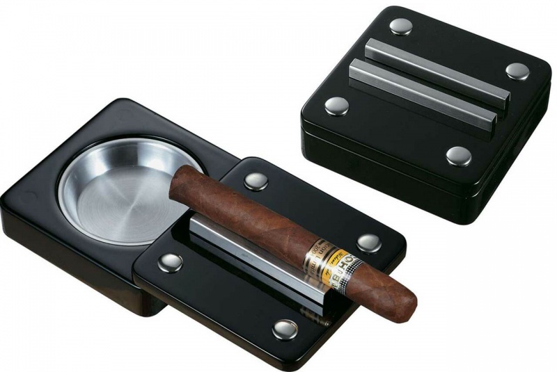Visol Slide Black And Stainless Steel Cigar Ashtray