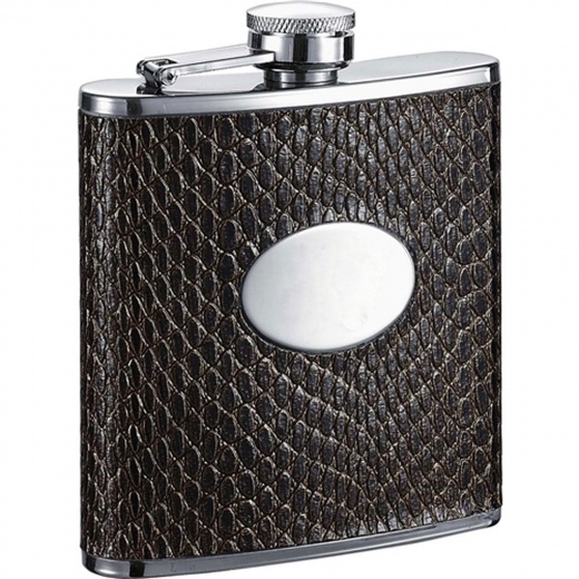 Visol Turus Dark Brown Leatherette Stainless Steel 6Oz Hip Flask