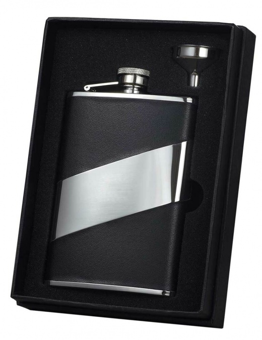 Visol Descent Black Leather 8Oz Flask Gift Set