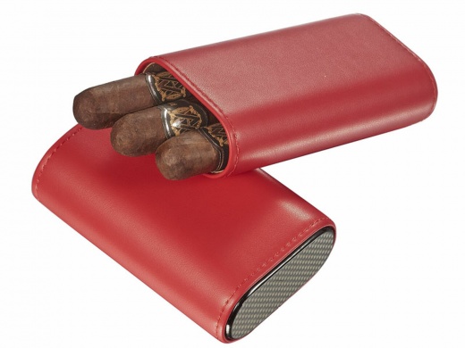 Visol Burgos Red Leather Cigar Case - Luxury Cigar Storage for the Discerning Aficionado
