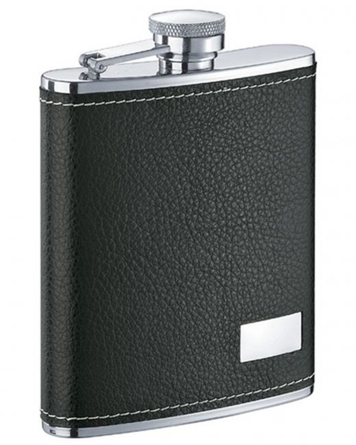 Visol Eclipse S Black Leather 6Oz Flask