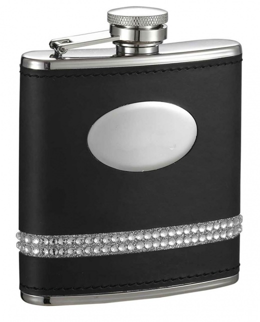 Visol Grace Rhinestone Steel Hip Flask