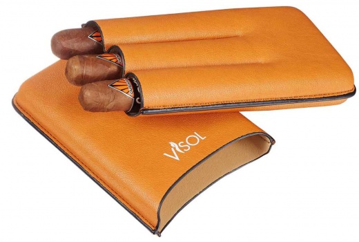 Visol Bruce Natural Wood Cigar Case - 3 Cigars