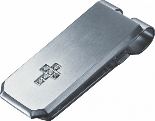 Visol Cross Crystal Cross Engravable Money Clip