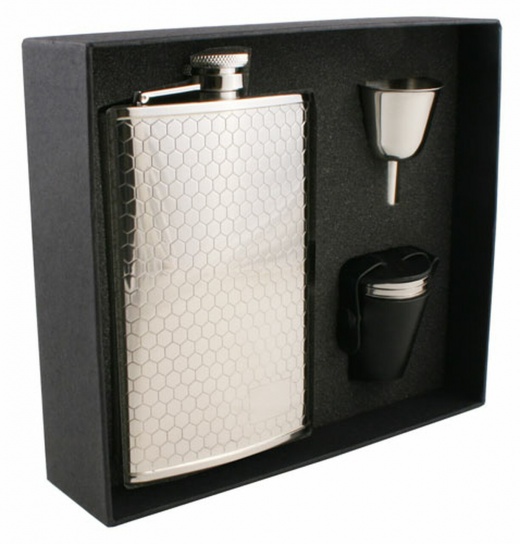 Visol Hive Beehive Pattern 8Oz Deluxe Flask Gift Set