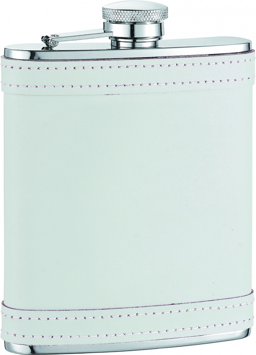 Visol Cloud White Leather With Stitching Liquor Flask