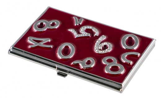 Visol Digits Crystals and Burgundy Lacquer Women's Business Card Case