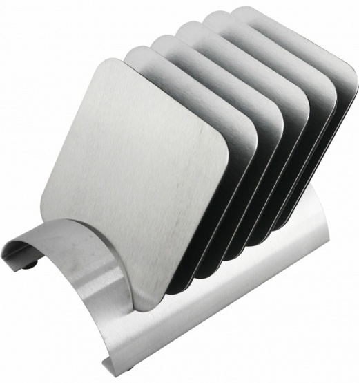 Visol Julian Stainless Steel Square Coaster Set With Holder
