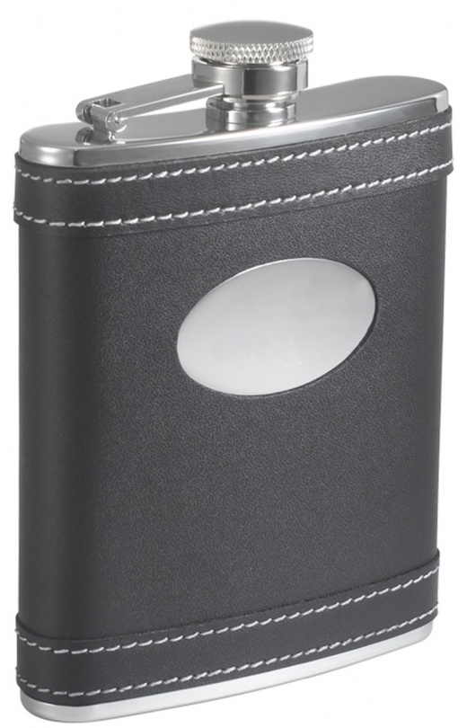 Visol Marlon Black Leather White Stitches Flask