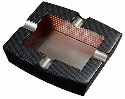 Visol Seine Carbon Fiber Patterned Square Wooden Cigar Ashtray