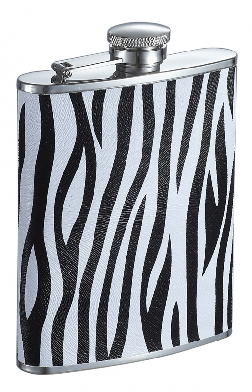 Visol Zebra Black and White Leather Liquor Flask
