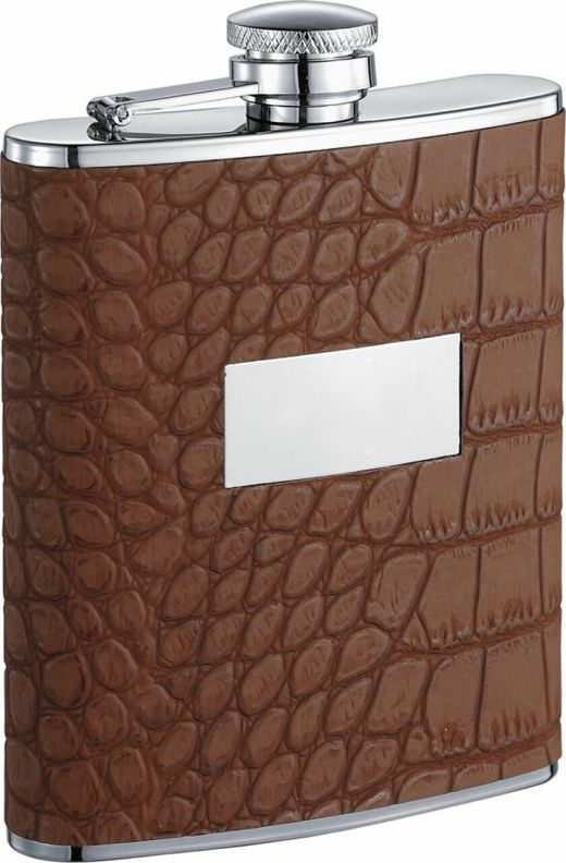Visol Zimmer Brown Crocodile Leatherette Liquor Flask