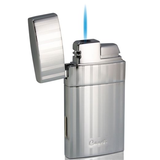Caseti Troy Polished Chrome Single Torch Flame Cigar Lighter