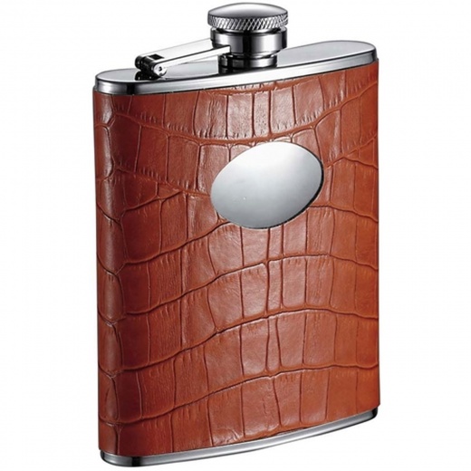Visol Brooke 6-Ounce Orange Crocodile Pattern Flask