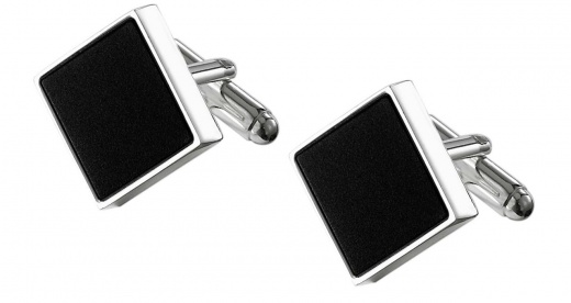 Visol Grove Black Matte Square Silver Plated Cufflinks