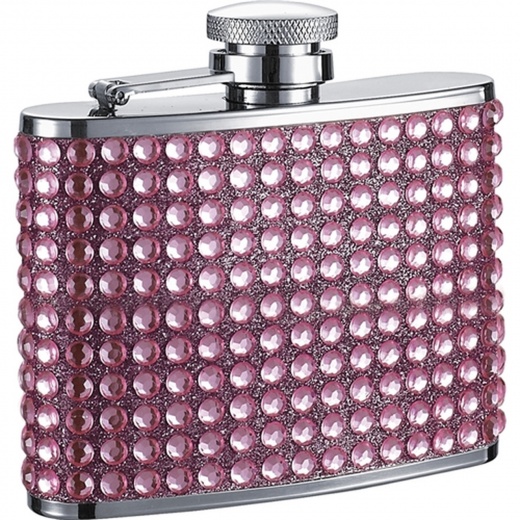 Visol Kylie 4Oz Pink Bling Stainless Steel Hip Flask