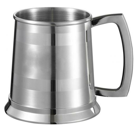 Visol Dual Polished Stripes On Satin Finish 16-Oz Beer Mug
